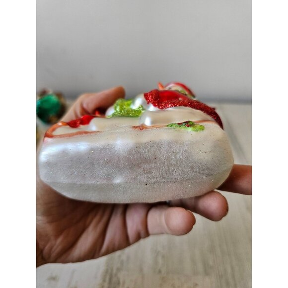 St Nicholas Glad tiding snowman sleds toboggan ornament glass Xmas tree - Picture 8 of 8